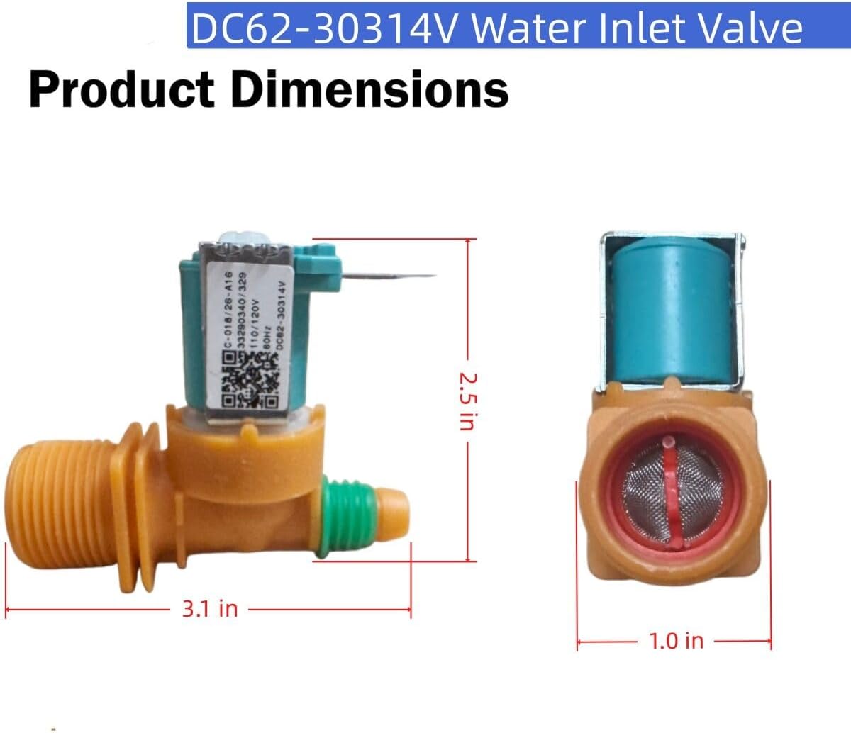 Samsung Water inlet Valve 2 Way. Washing Machine Water inlet valve. Solenoid Valve DC62-30314Q - Image 2